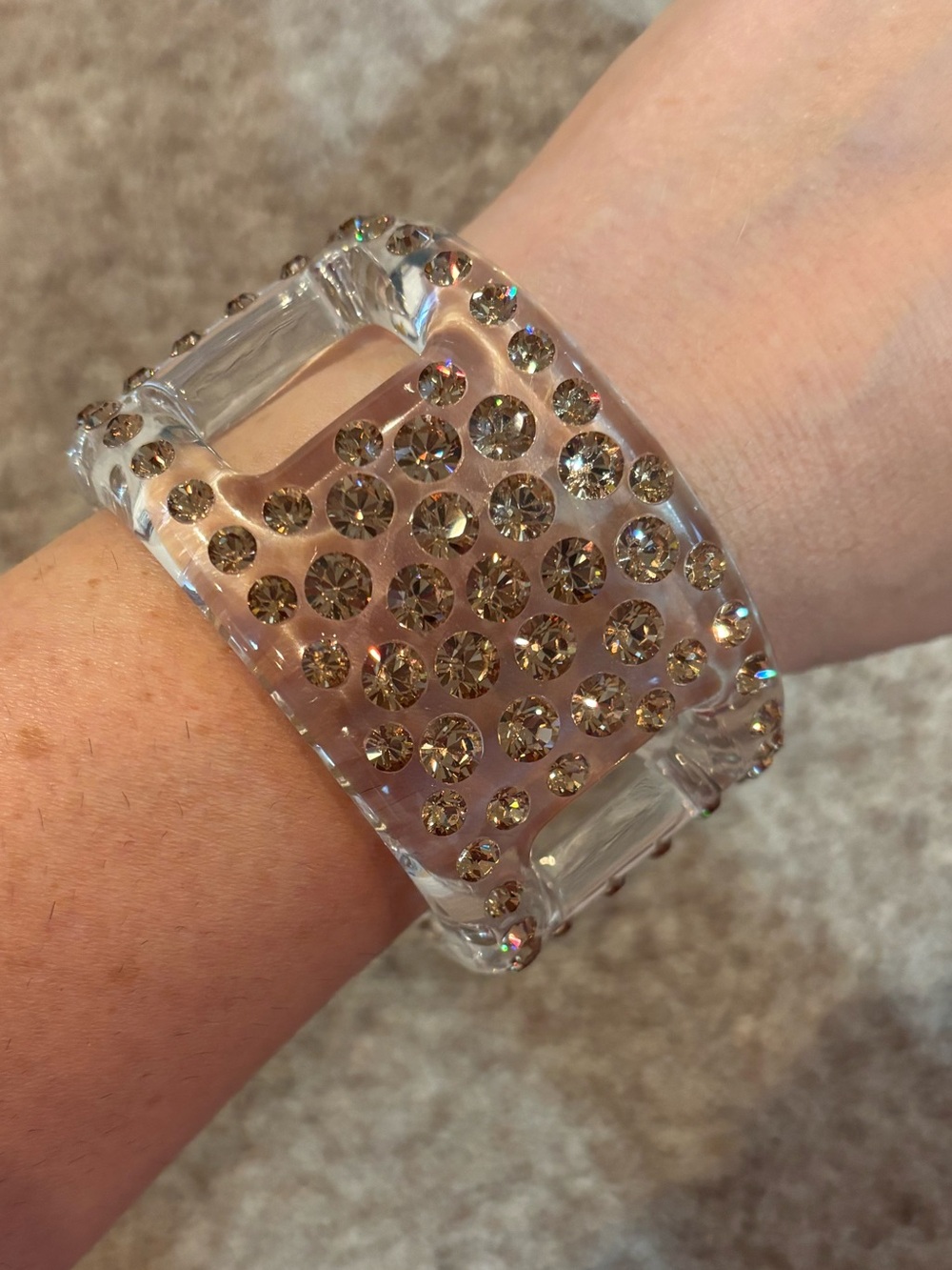 Crystal-Embellished Clear Bracelet with Champagne Accents